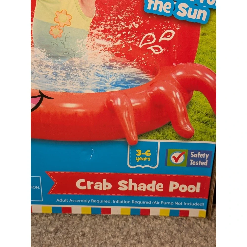 Little Tikes Crab Shade Pool 3-6 Years Easy Set-Up Shallow‎ Inflatable New